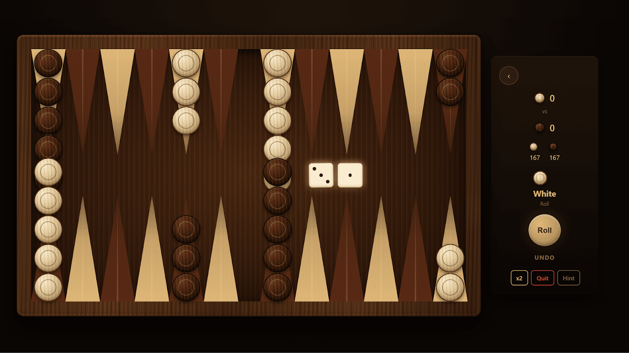 Screenshot of the Backgammon Master game board
